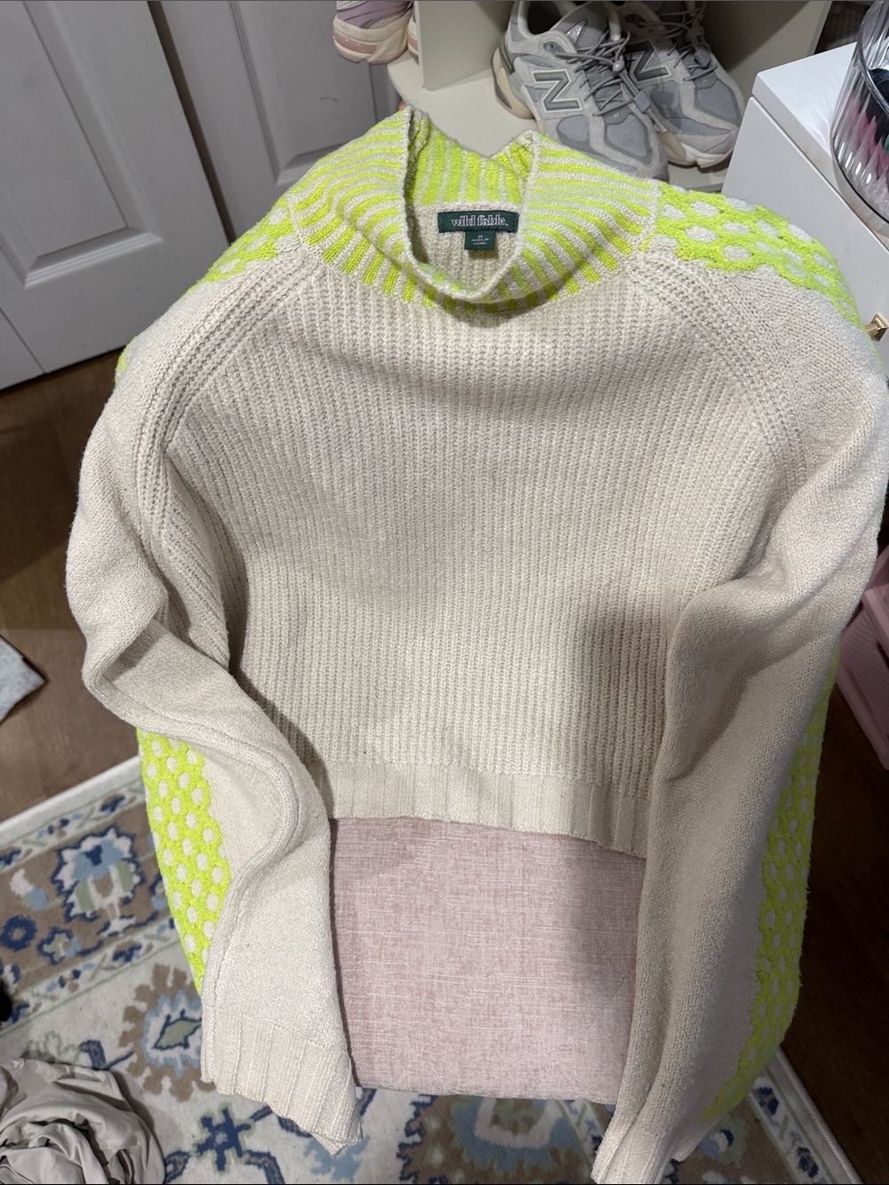 wild fable Cream Ribbed Mock Turtleneck Sweater
